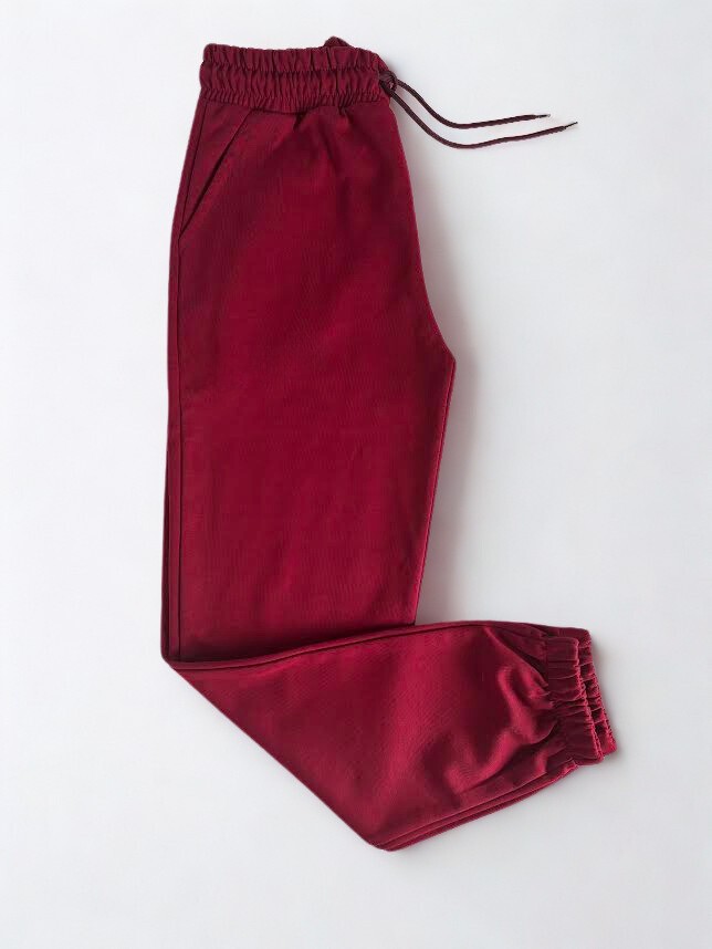 DUO-FLEX Jogger -Double Face Lastik Paça Unisex Eşofman Altı BORDO Renk
