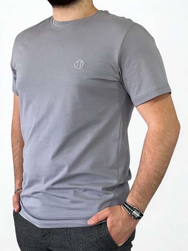  Regular Fit Bisiklet Yaka %100 Pamuk Kısa Kol Unisex Basic GRİ Tişört