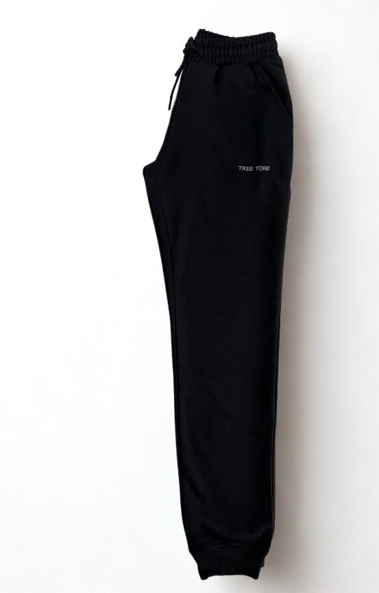 Mevsimlik Üç İplik Diagonel Kumaş Modern SİYAH Alt Unisex Eşofman
