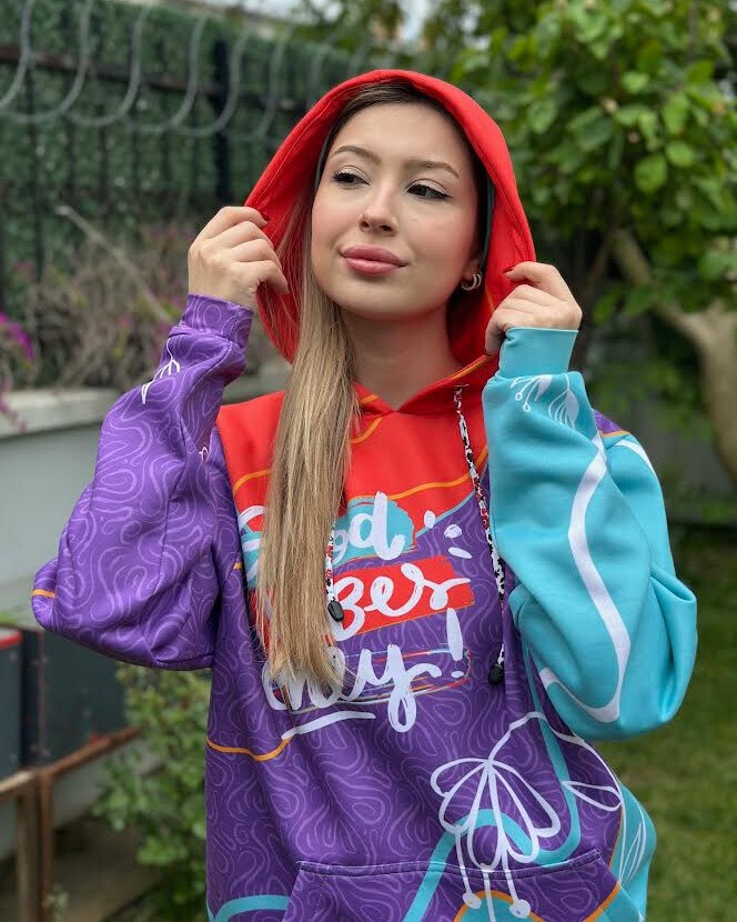 3D Baskılı Özel Tasarım Premium Kalite MOR HOODIE 