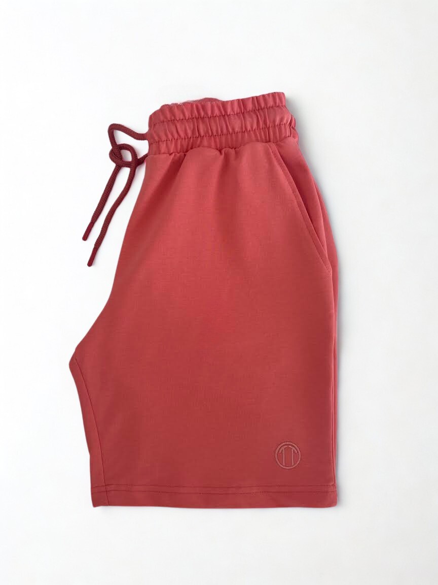 Unisex Beli Bağlamalı Pamuklu Cepli PEMBE Şort