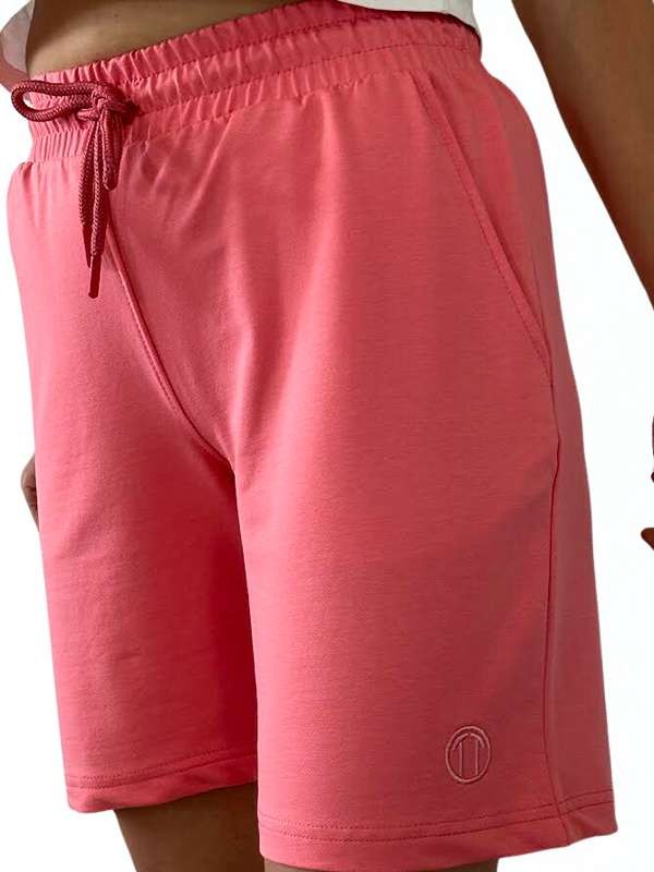 Unisex Beli Bağlamalı Pamuklu Cepli PEMBE Şort