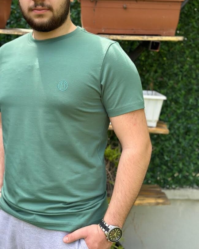 Regular Fit Bisiklet Yaka %100 Pamuk Kısa Kol Unisex Basic YEŞİL Tişört