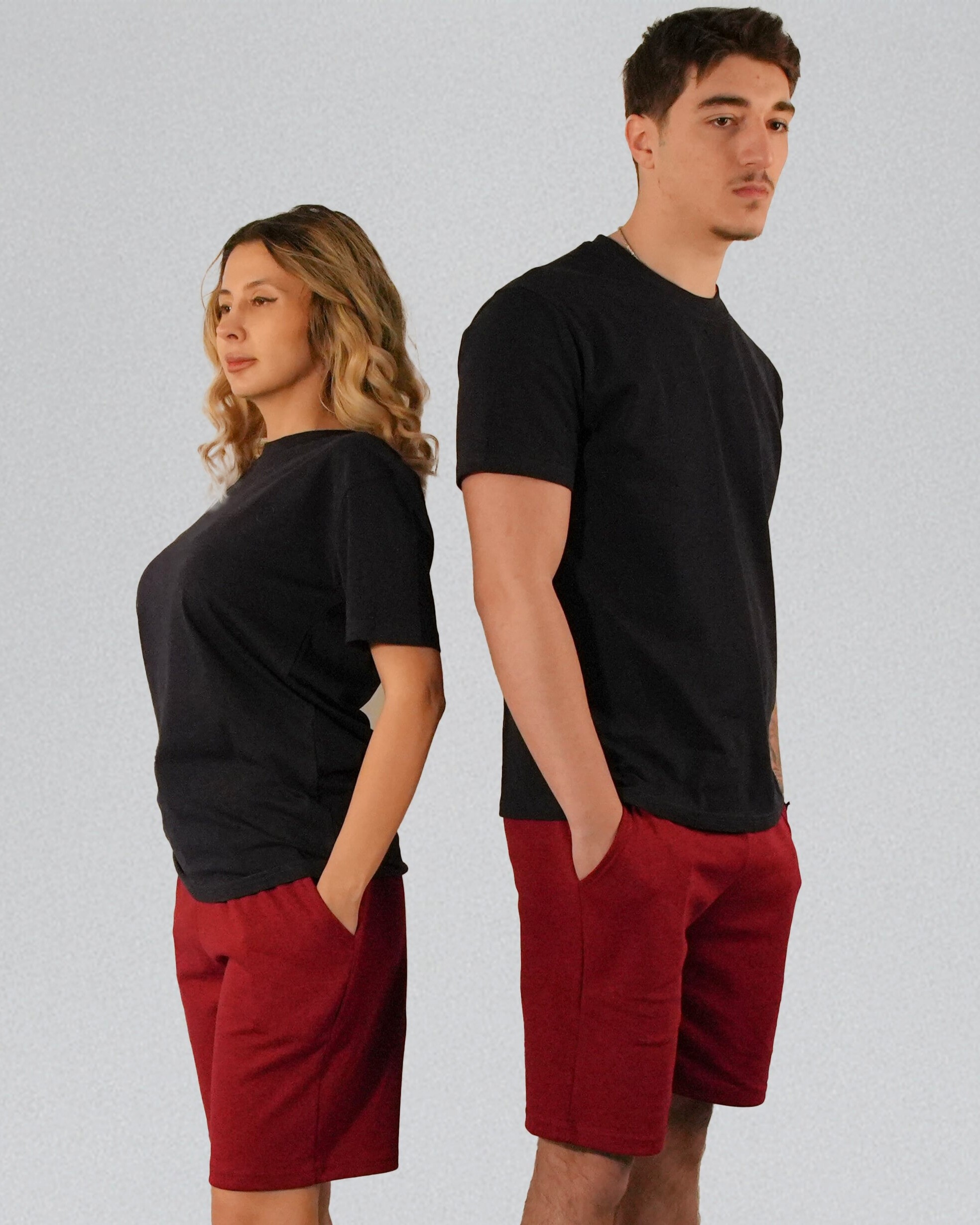  Unisex Çift Katmanlı (Double Face) Premium Kalite BORDO  Örme Şort