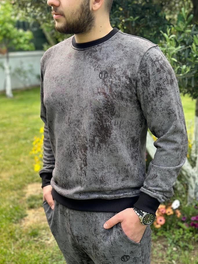 Batik Desen Baskılı Ribana Paça GRİ Sweatshirt&Alt Takım