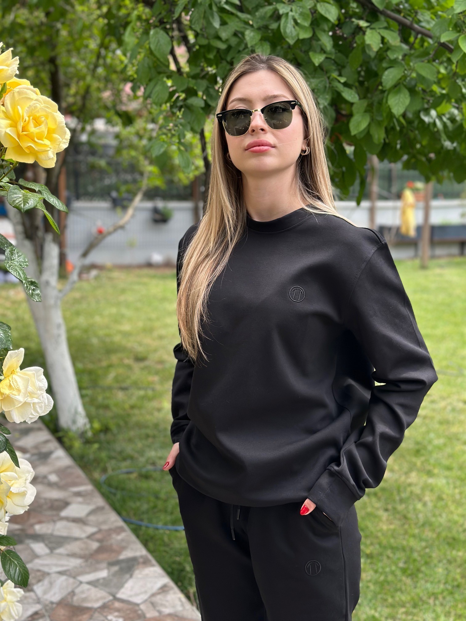 Unisex  Double Face SİYAH Eşofman Takımı – %100 Pamuk