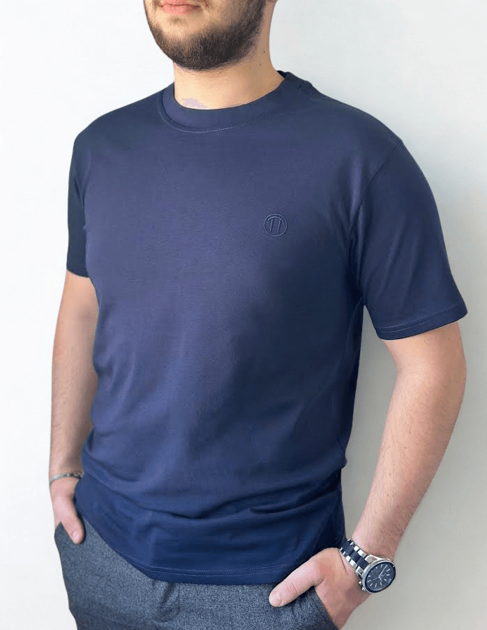 Premium Kumaş Fit Bisiklet Yaka %100 Pamuk Kısa Kol Unisex Basic LACİVERT Tişört 