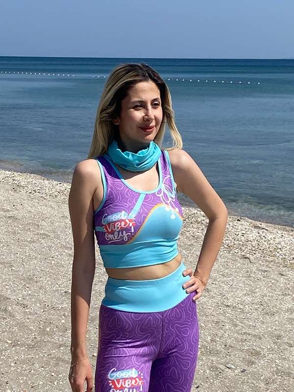 3D Baskılı Likralı/ Pamuklu Özel Tasarım Premium Kalite MOR Desenli Tayt&Crop Takım