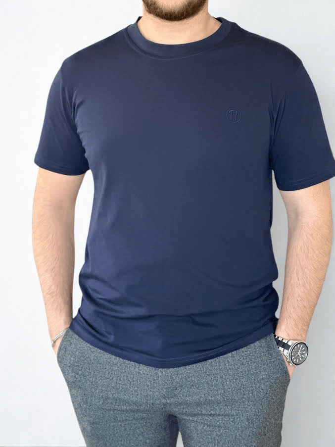 Premium Kumaş Fit Bisiklet Yaka %100 Pamuk Kısa Kol Unisex Basic LACİVERT Tişört 