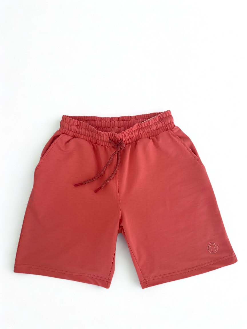 Unisex Beli Bağlamalı Pamuklu Cepli PEMBE Şort