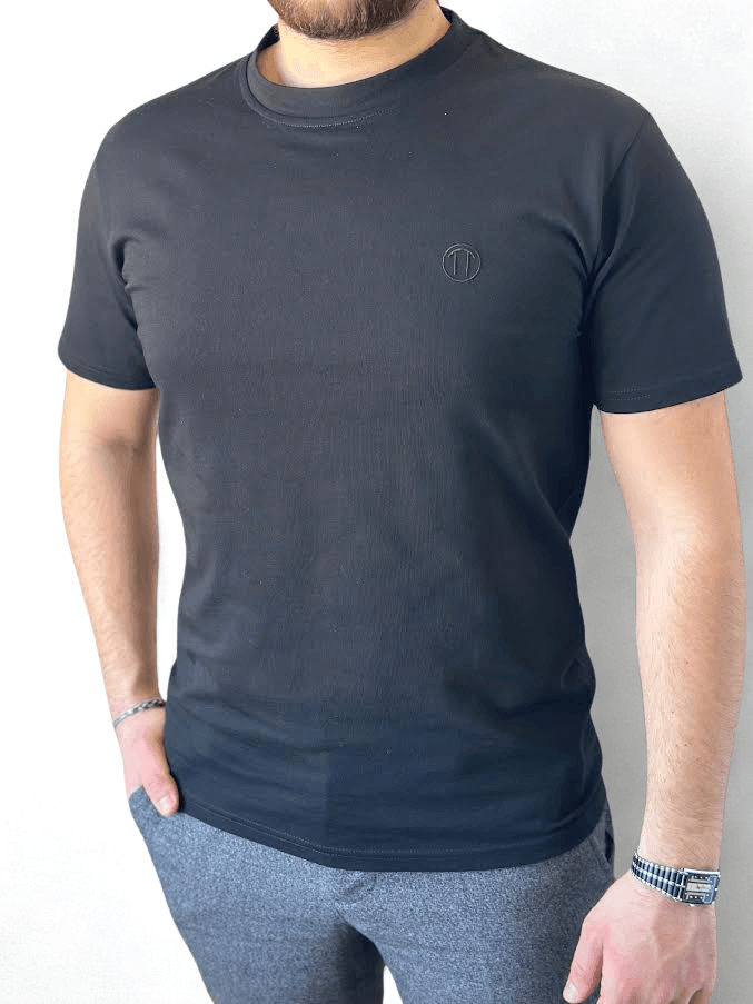 Premium Kumaş Fit Bisiklet Yaka %100 Pamuk Kısa Kol Unisex Basic SİYAH Tişört 