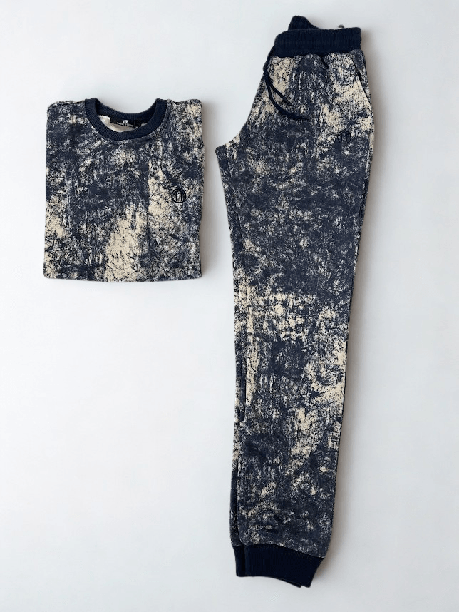 Batik Desen Baskılı Ribana Paça LACİVERT Sweatshirt&Alt Takım
