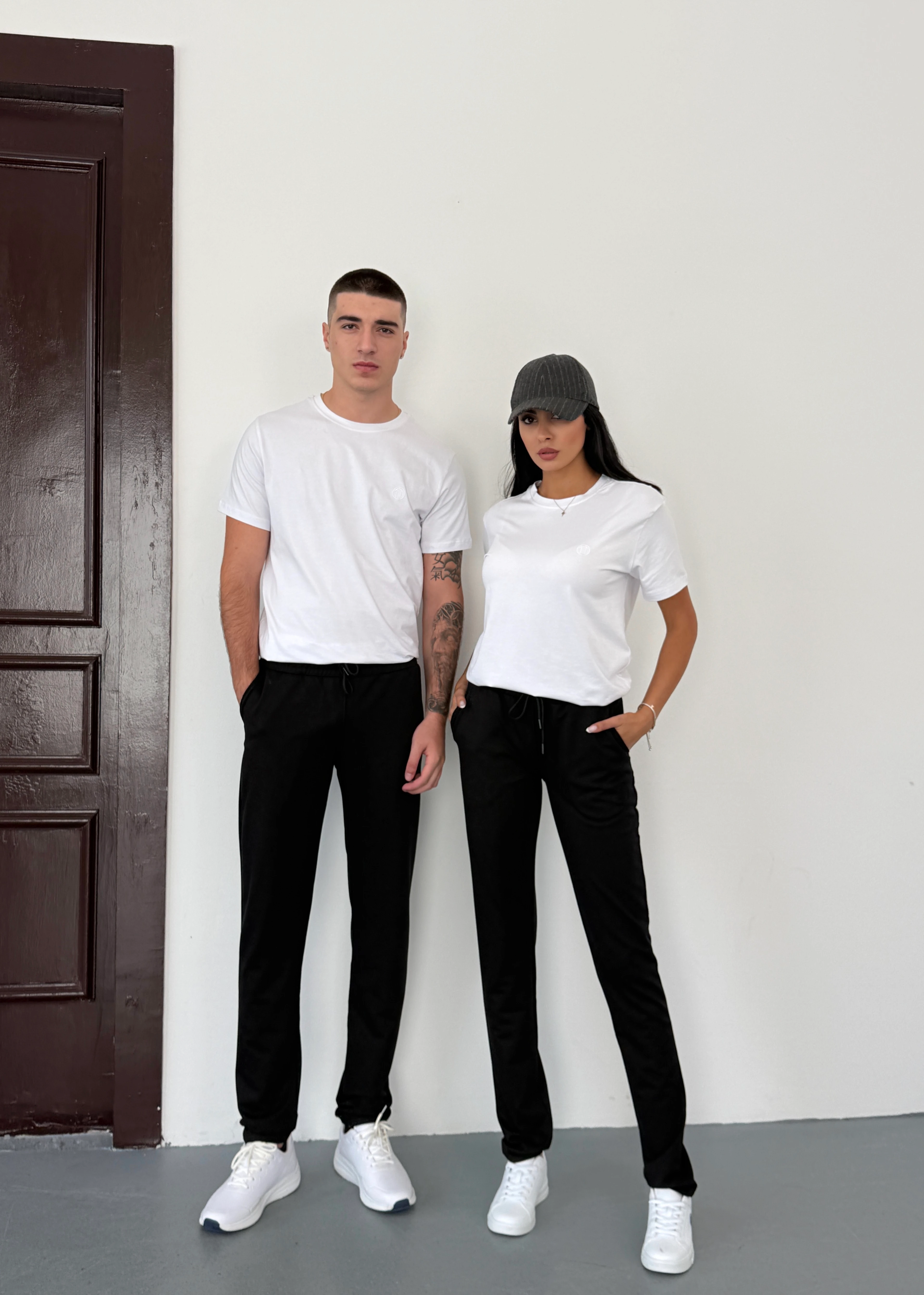 Unisex Beli Bağlamalı Pamuklu Cepli Reçmeli Paça SİYAH Eşofman Altı