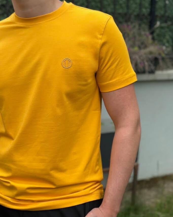 Regular Fit Bisiklet Yaka %100 Pamuk Kısa Kol Unisex Basic SARI Tişört