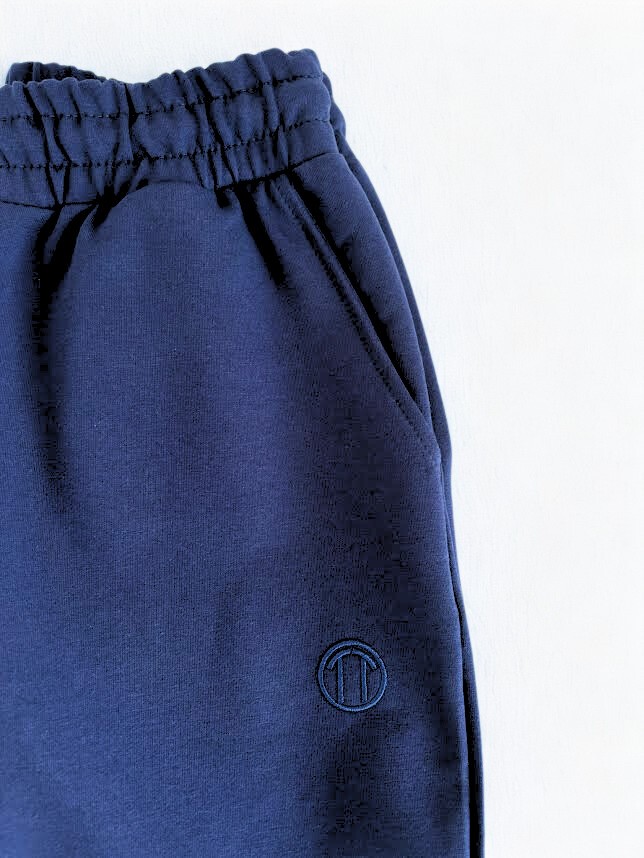 Unisex Beli Bağlamalı Pamuklu Cepli Reçmeli Paça Lacivert Eşofman Altı