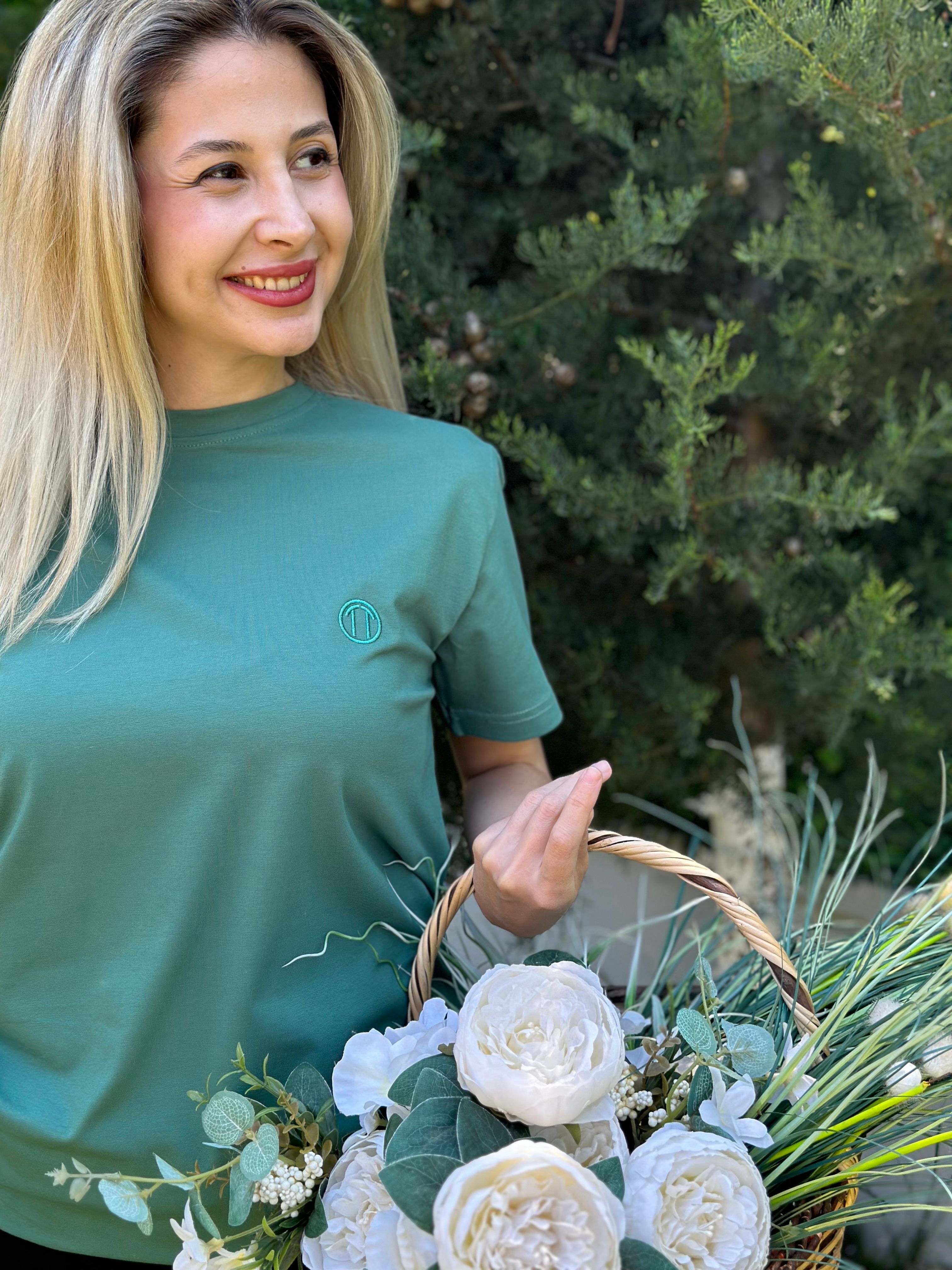 Regular Fit Bisiklet Yaka %100 Pamuk Kısa Kol Unisex Basic YEŞİL Tişört