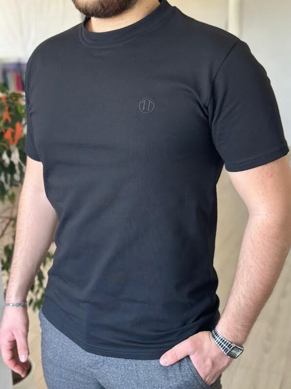 Premium Kumaş Fit Bisiklet Yaka %100 Pamuk Kısa Kol Unisex Basic SİYAH Tişört 