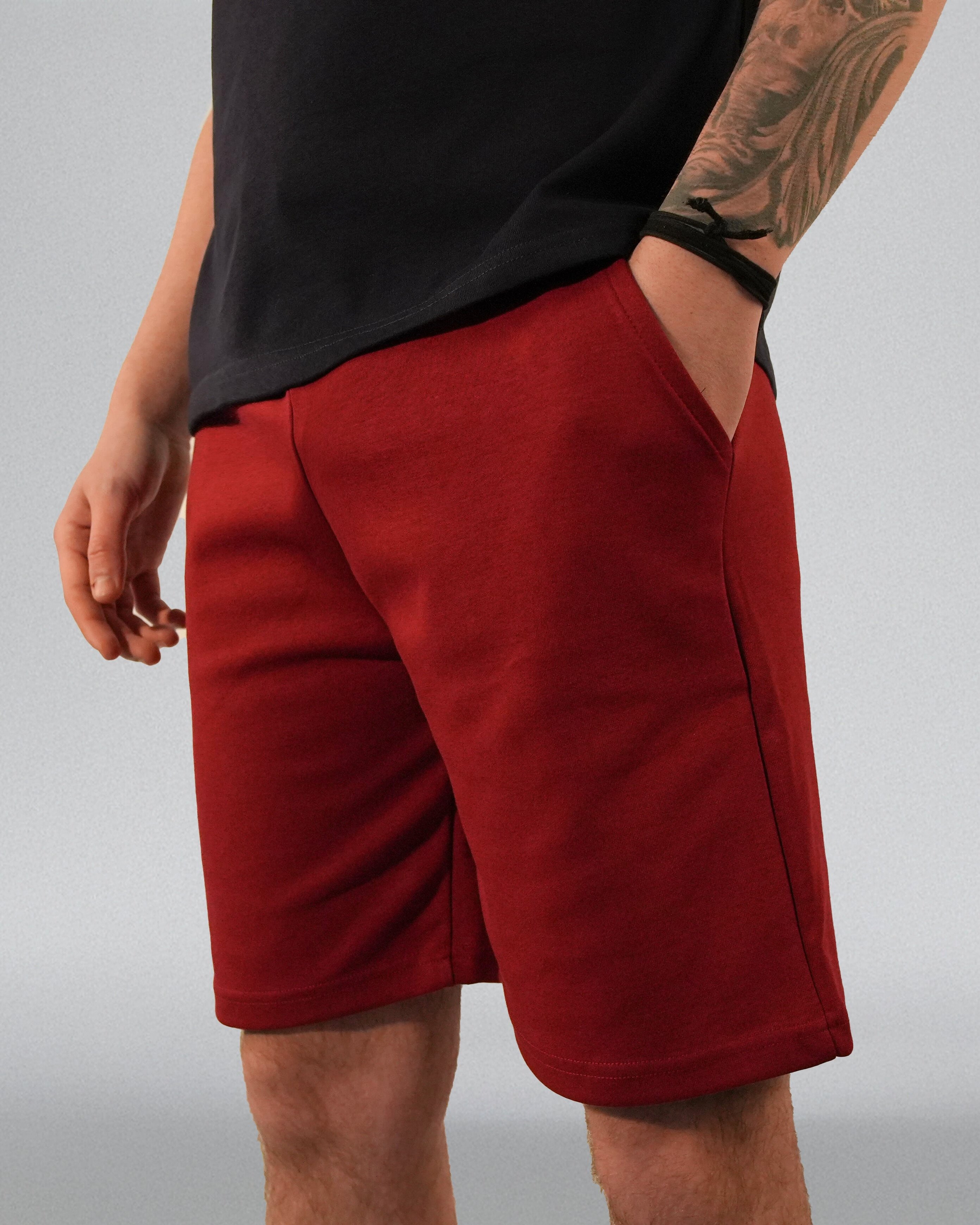  Unisex Çift Katmanlı (Double Face) Premium Kalite BORDO  Örme Şort