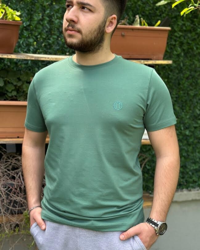 Regular Fit Bisiklet Yaka %100 Pamuk Kısa Kol Unisex Basic YEŞİL Tişört