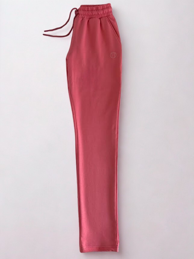 Unisex Beli Bağlamalı Pamuklu Cepli Reçmeli Paça PEMBE Eşofman Altı