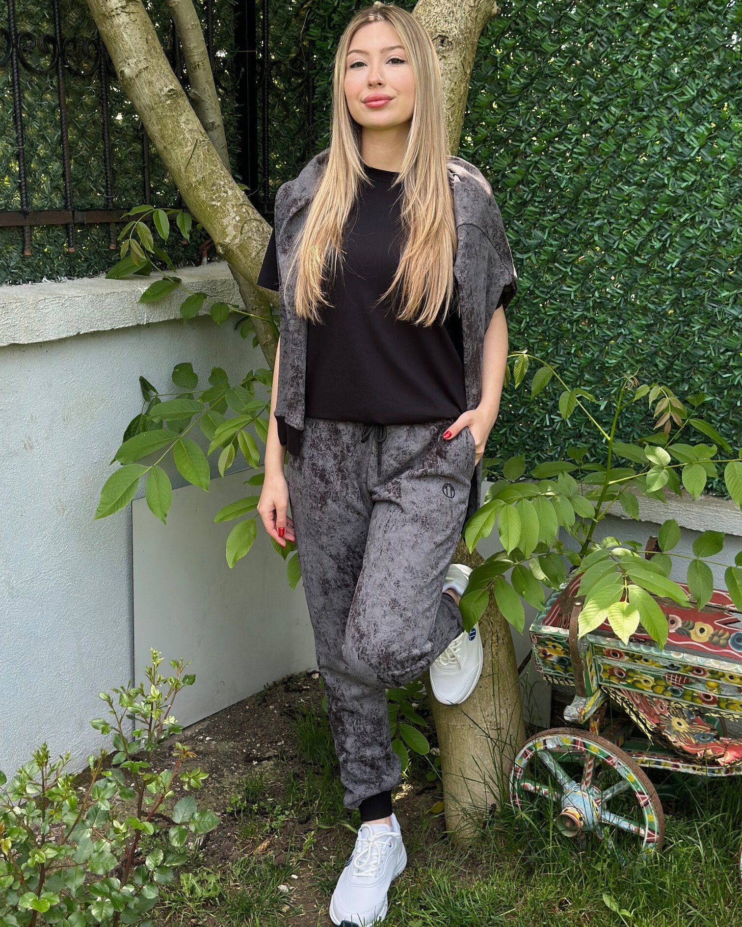 Batik Desen Baskılı Ribana Paça GRİ Sweatshirt&Alt Takım