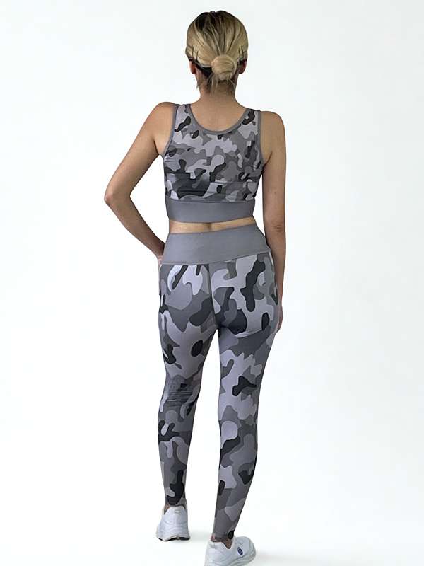 3D Baskılı Likralı/Pamuklu Özel Tasarım Premium Kalite KAMUFLAJ Desen Tayt&Crop Takım