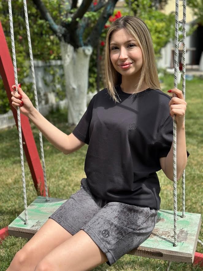  Unisex Batik Desen Baskılı Beli Bağlamalı Cepli GRİ Unisex Şort