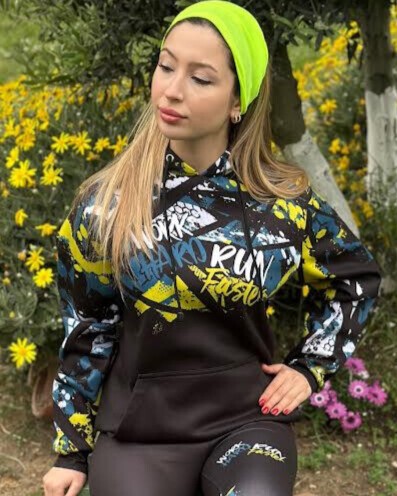 3D Baskılı Özel Tasarım Premium Kalite Unisex NEON Desenli HOODIE