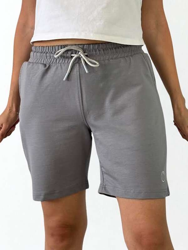 Unisex Beli Bağlamalı Pamuklu Cepli GRİ Şort