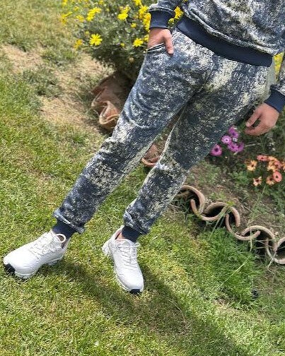 Batik Desen Baskılı Beli Bağlamalı Cepli Ribana Paça MAVİ Unisex Alt Eşofman