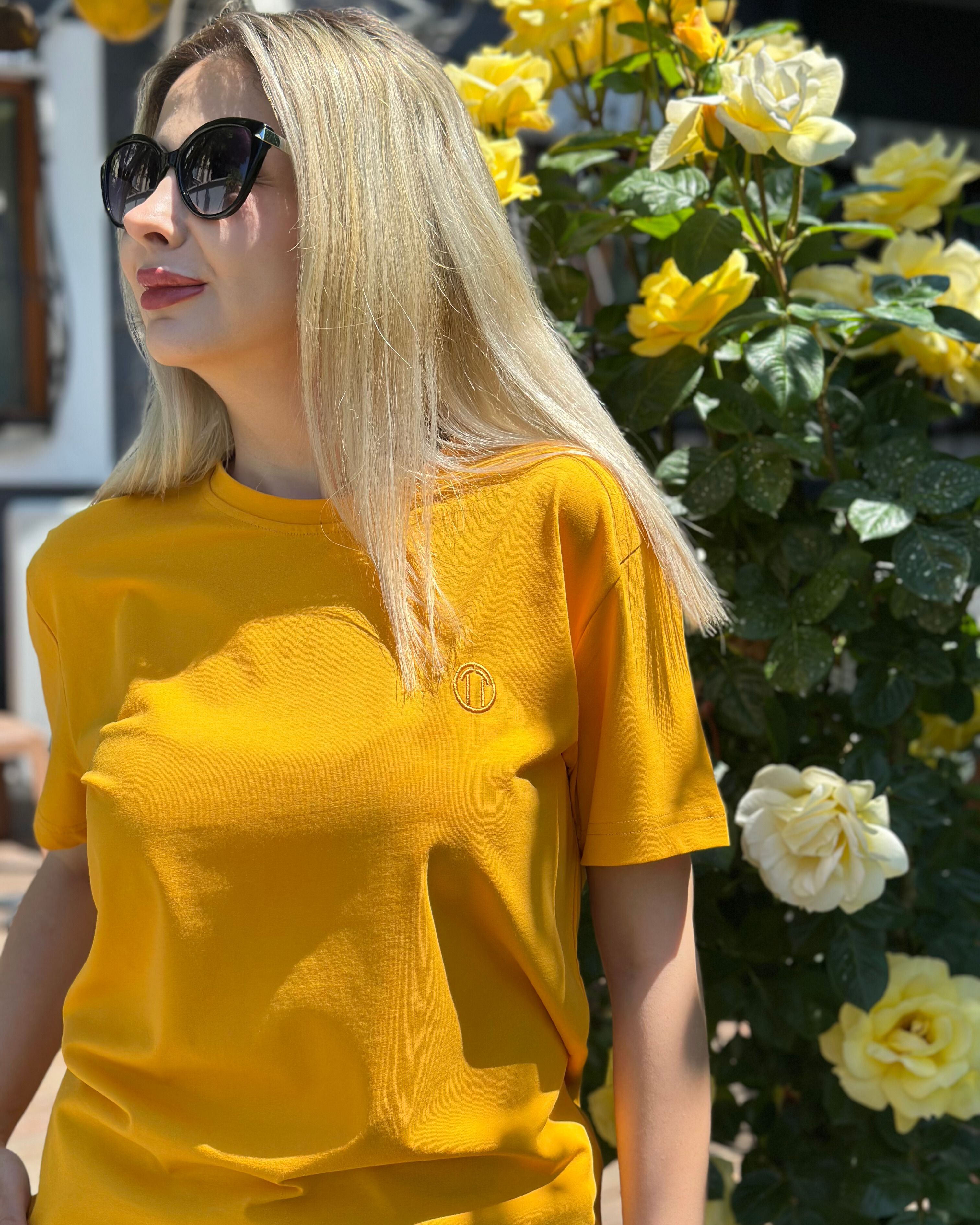 Regular Fit Bisiklet Yaka %100 Pamuk Kısa Kol Unisex Basic SARI Tişört