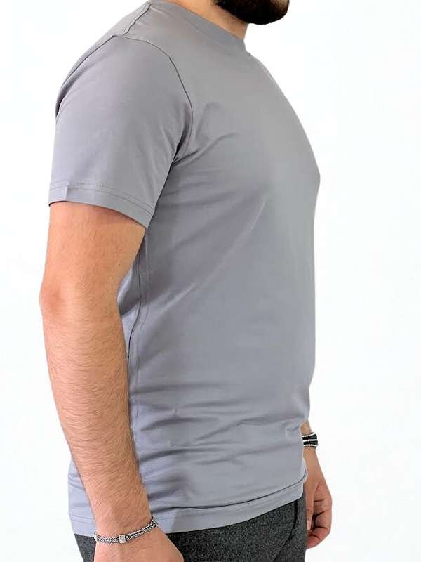  Regular Fit Bisiklet Yaka %100 Pamuk Kısa Kol Unisex Basic GRİ Tişört