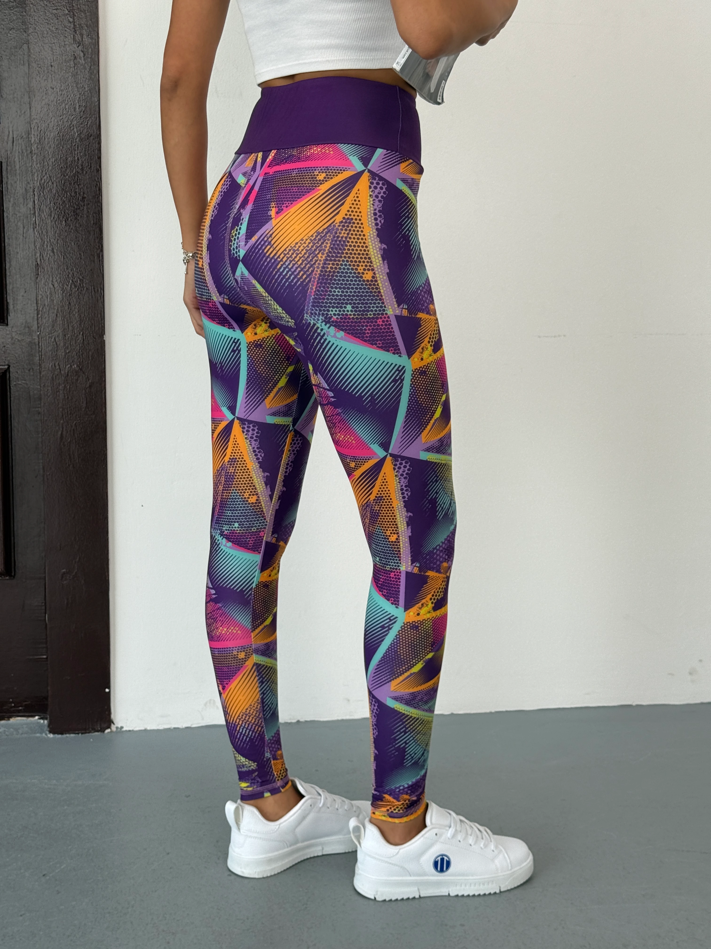 3D Baskılı Likralı/ Pamuklu Özel Tasarım Premium Kalite Karışık Çizgili Desenli Tayt