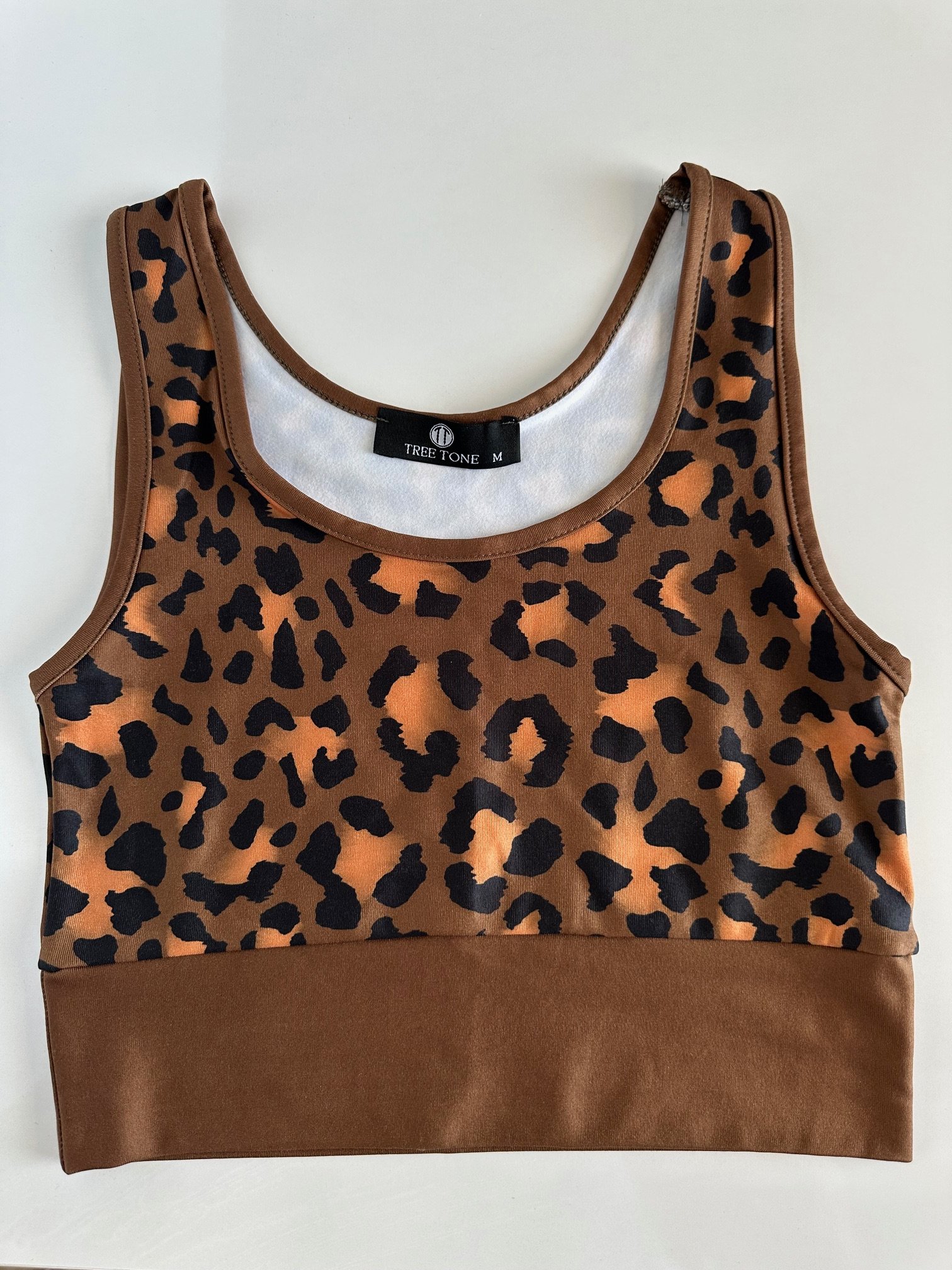 3D Baskılı Likralı /Pamuklu  Özel Tasarım LEOPAR Desenli Crop