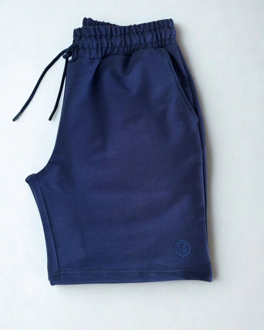 Unisex Beli Bağlamalı Pamuklu Cepli LACİVERT Şort