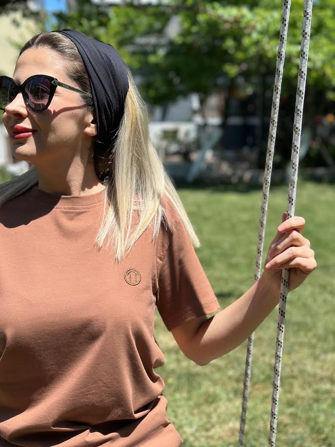  Regular Fit Bisiklet Yaka %100 Pamuk Kısa Kol Unisex Basic KAHVE Tişört