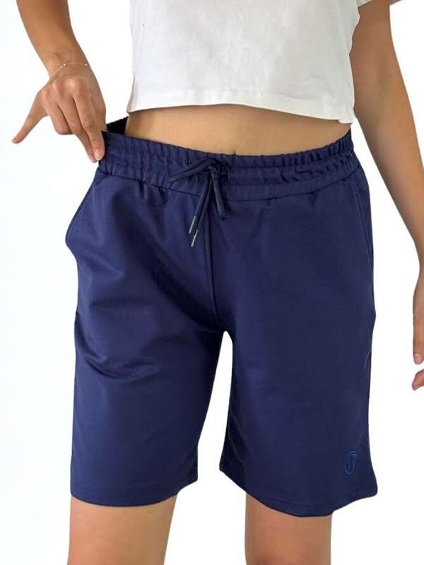 Unisex Beli Bağlamalı Pamuklu Cepli LACİVERT Şort