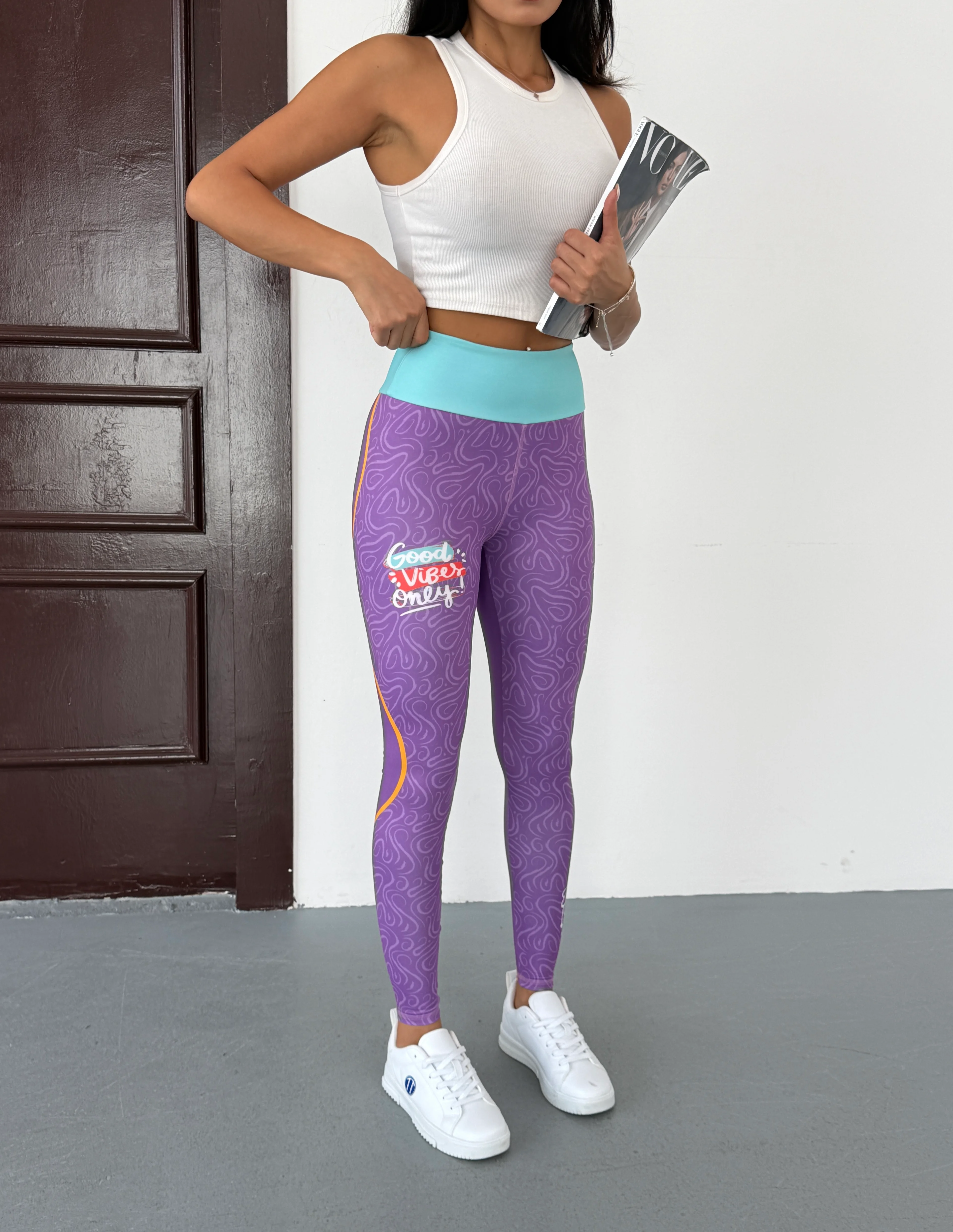 3D Baskılı Likralı/ Pamuklu Özel Tasarım Premium Kalite MOR Desenli Tayt