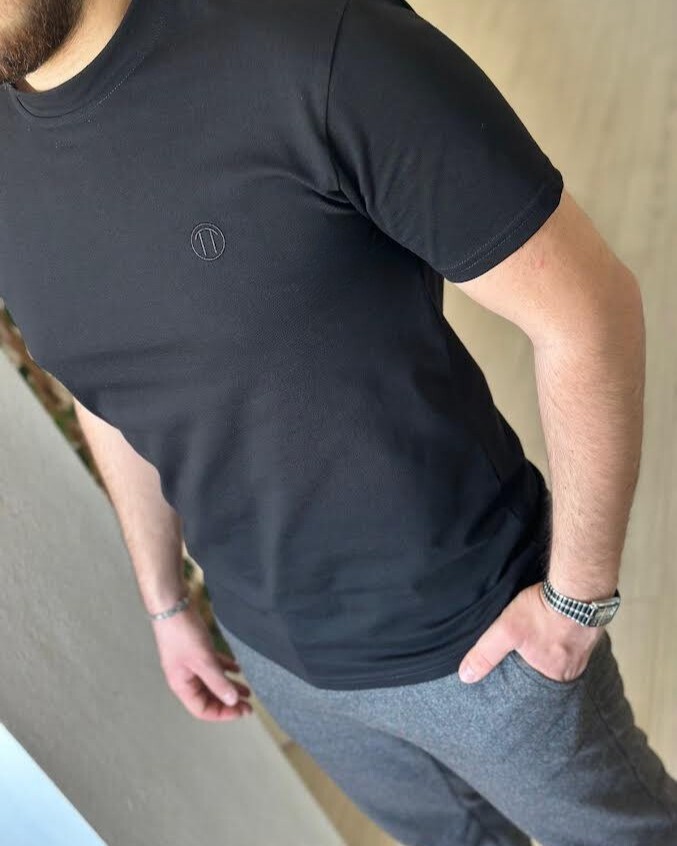 Premium Kumaş Fit Bisiklet Yaka %100 Pamuk Kısa Kol Unisex Basic SİYAH Tişört 