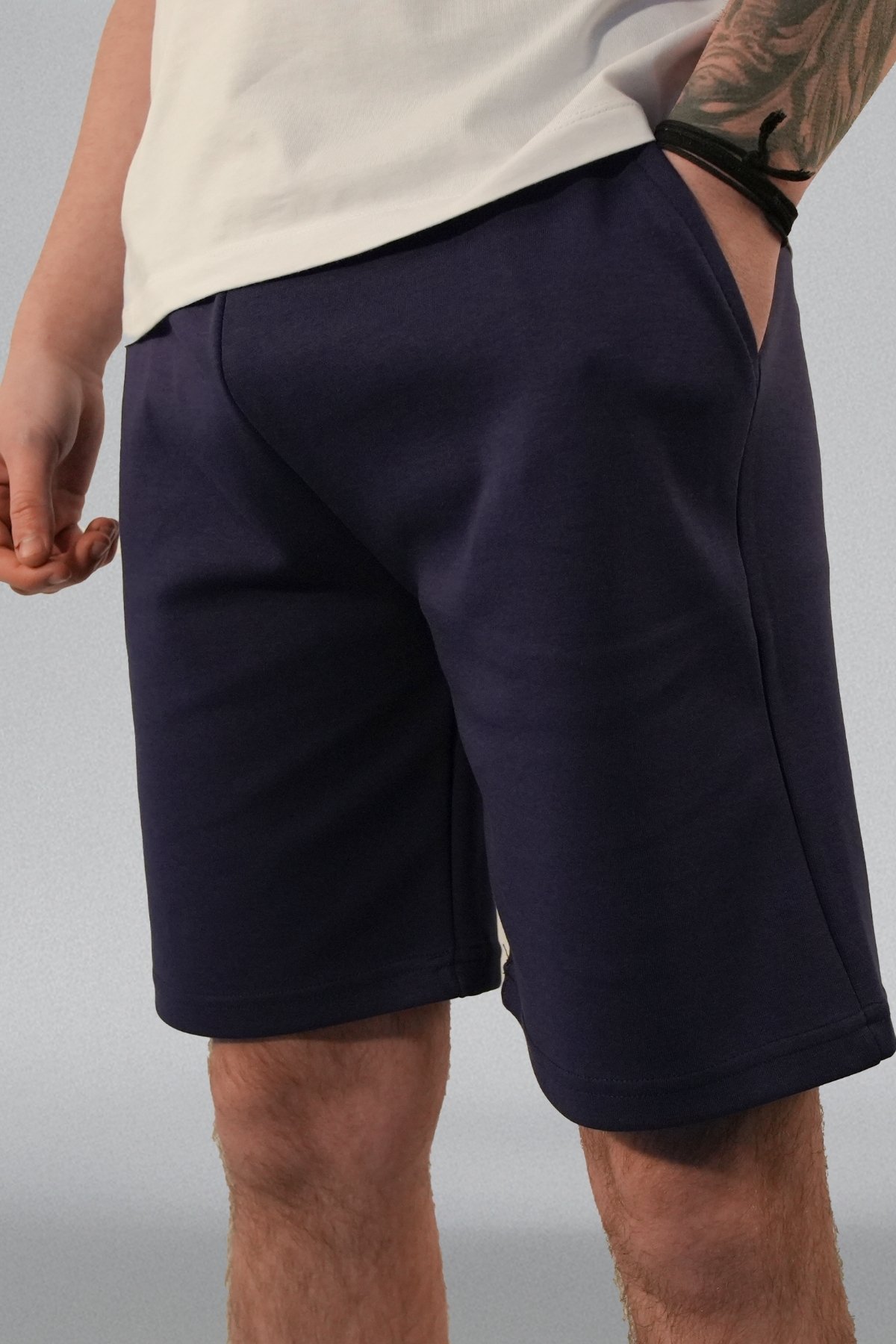 Çift Katmanlı (Double Face) Premium Kalite LACİVERT Renk Unisex Örme Şort