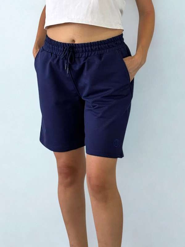 Unisex Beli Bağlamalı Pamuklu Cepli LACİVERT Şort