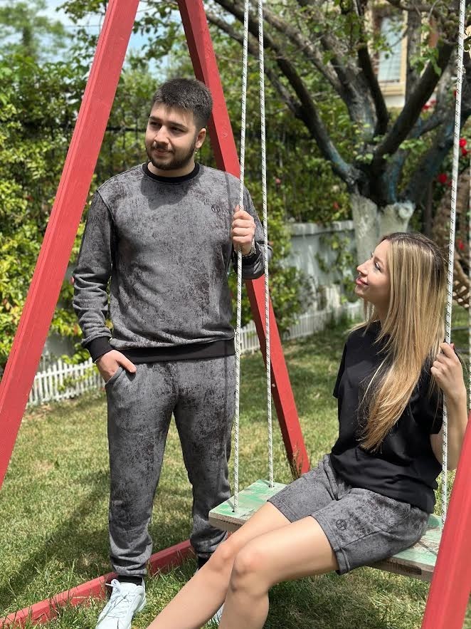 Batik Desen Baskılı Ribana Paça GRİ Sweatshirt&Alt Takım