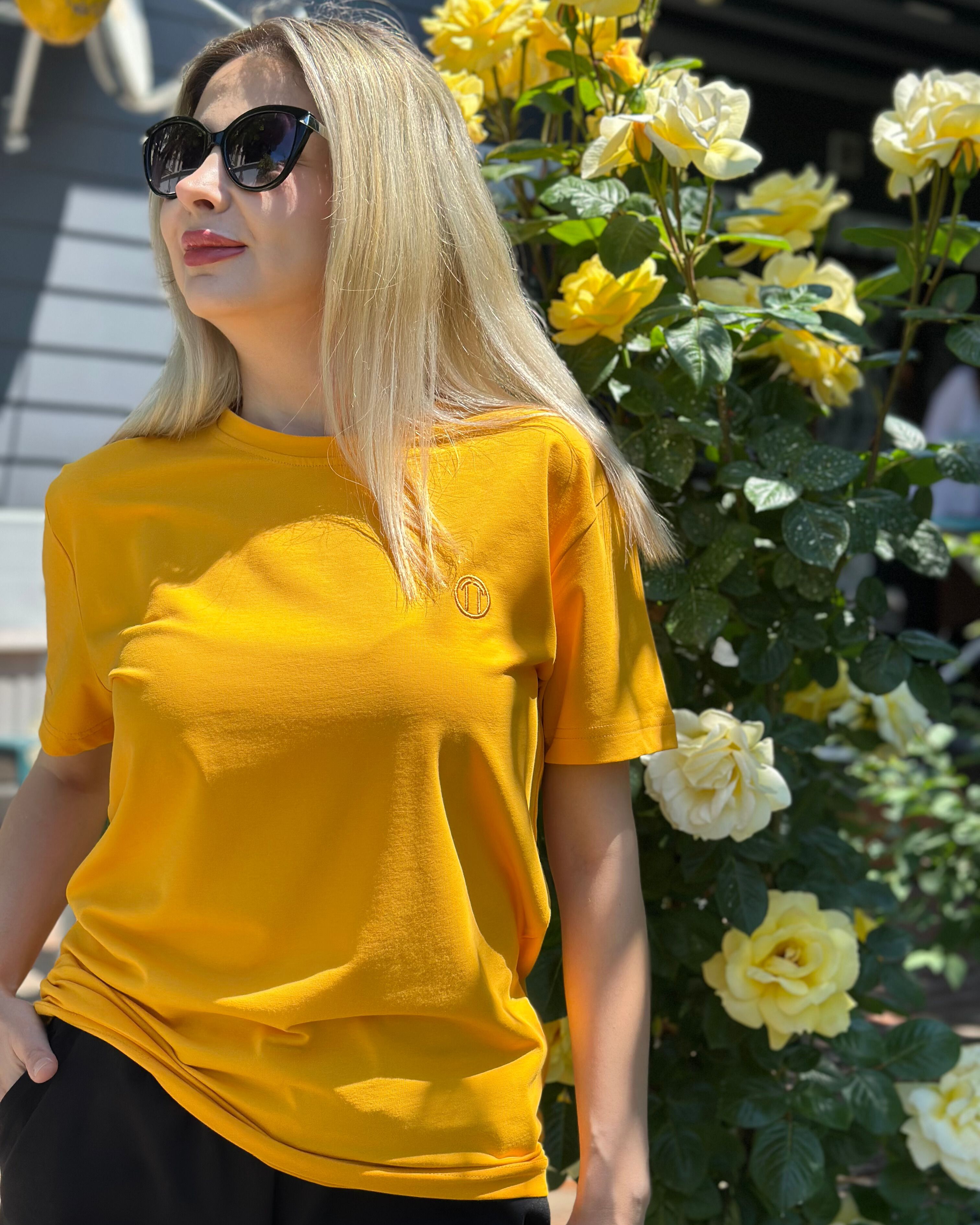 Regular Fit Bisiklet Yaka %100 Pamuk Kısa Kol Unisex Basic SARI Tişört