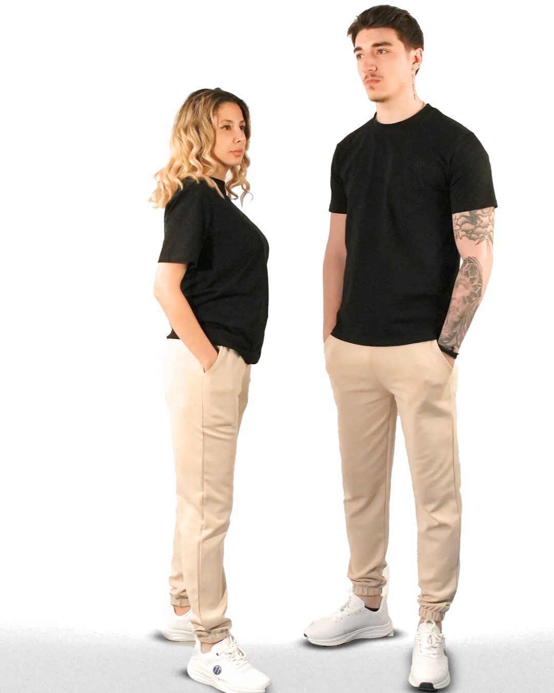 DUO-FLEX Jogger -Double Face Lastik Paça Unisex KREM   Alt Eşofman 