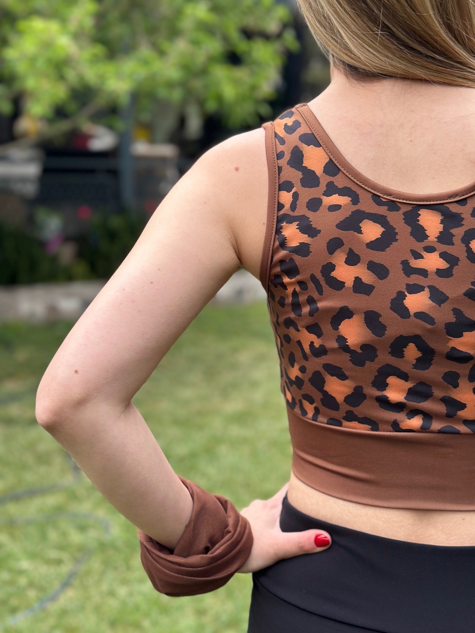 3D Baskılı Likralı /Pamuklu  Özel Tasarım LEOPAR Desenli Crop