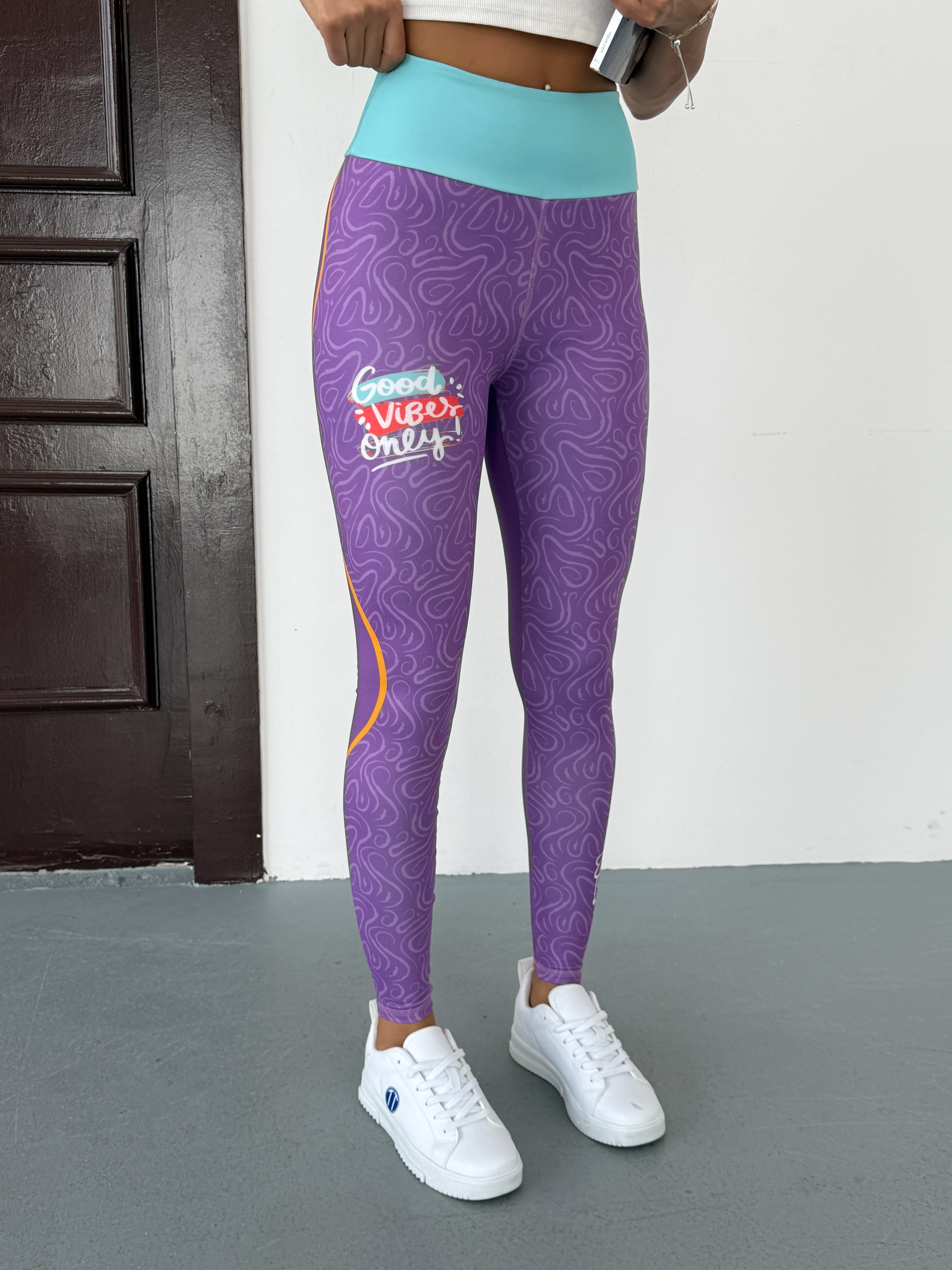 3D Baskılı Likralı/ Pamuklu Özel Tasarım Premium Kalite MOR Desenli Tayt