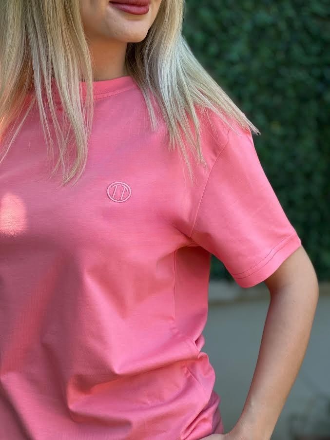 Regular Fit Bisiklet Yaka %100 Pamuk Kısa Kol Unisex Basic PEMBE Tişört