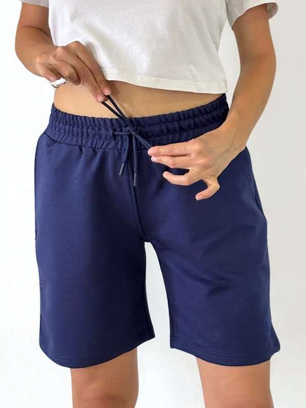 Unisex Beli Bağlamalı Pamuklu Cepli LACİVERT Şort