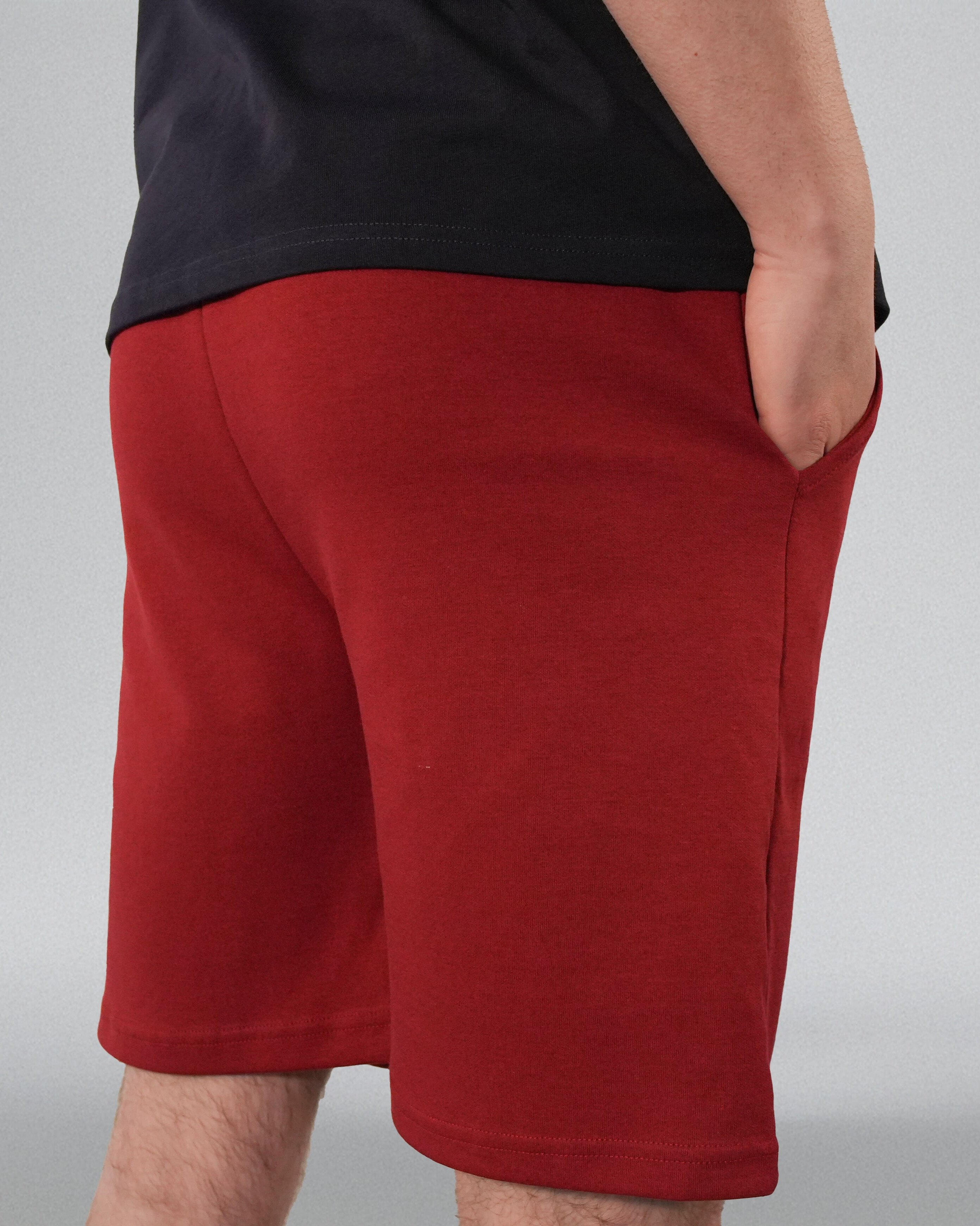  Unisex Çift Katmanlı (Double Face) Premium Kalite BORDO  Örme Şort