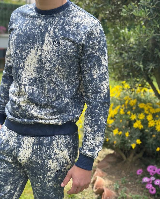 Batik Desen Baskılı Ribana Paça LACİVERT Sweatshirt&Alt Takım